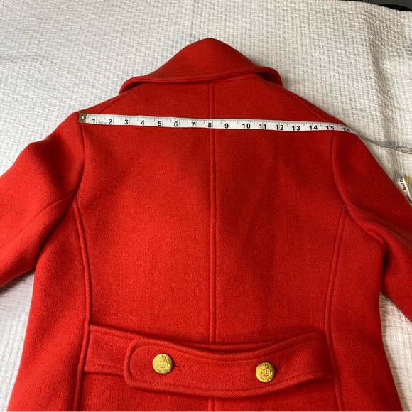 J Crew Stadium Cloth Nello Gori Coat 12 Orange Wool Double Breasted Gold Buttons - Picture 12 of 12